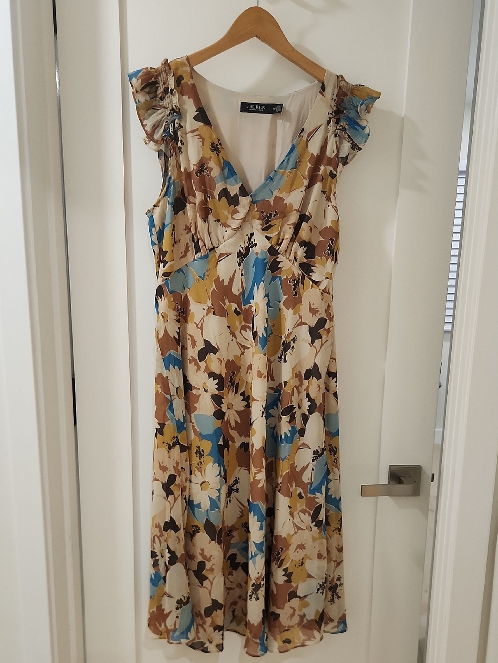 Lauren Ralph Lauren Floral Dress in Beige, Brown & Blue
